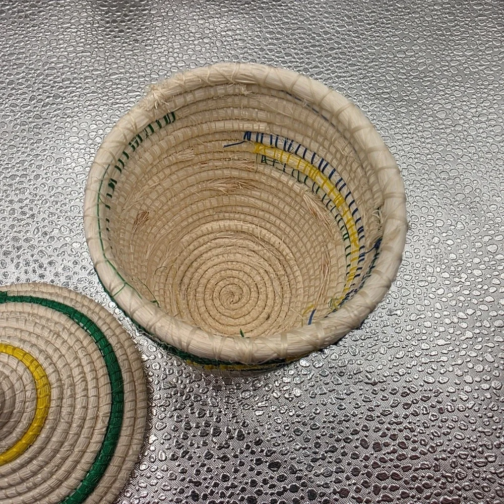 Handwoven Coiled Friendship Basket – 5 in Lidded‎ – Multicolored – Artisan Craft